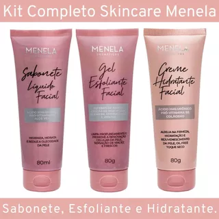Kit De Limpeza Facial Spa Menela Skincare Esfoliante + Hidratante + Sabonete