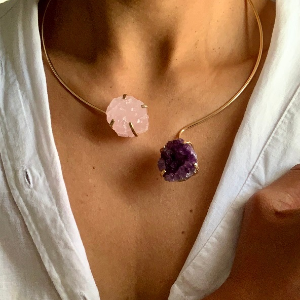 Colar Ladies Feminino Choker Zuri Colar Aro Semijoias de Luxo Gargantilha Feminina Amuleto Colar Minimalista Maxi Colar