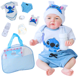 Bebê Reborn Boneco Menino Realista Stitch Original 100% Silicone Com Bolsa Maternidade