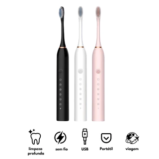 Escova Dental Elétrica  USB Carga 6 Engrenagem  À Prova D'água 4 Escovas Cabeças De Substituição em Oferta na Shopee