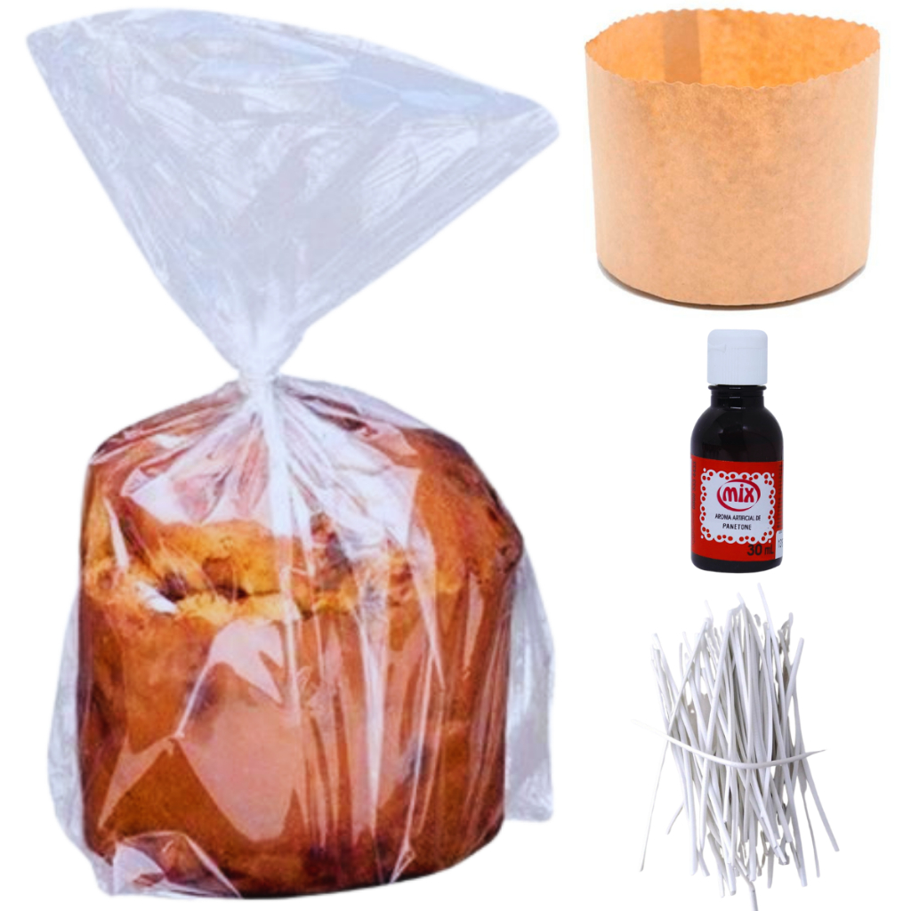 Kit 10 Forma de Panetone Essência Fecho e Saco Plástico