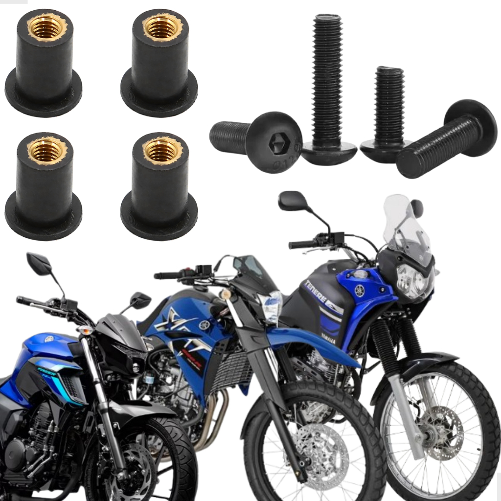 4x Parafusos Metal + 4x Buchas FZ 25 FZ 15 R15 Tenere 250 XT660 Cb500X ...