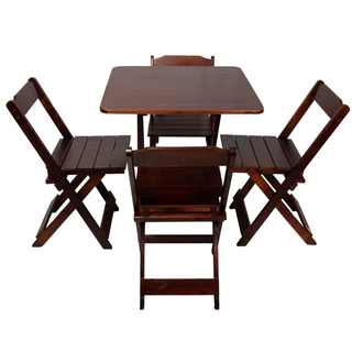 Jogo de Mesa Dobrável 70x70 C/ 4 Cadeiras Madeira Maciça (A melhor )