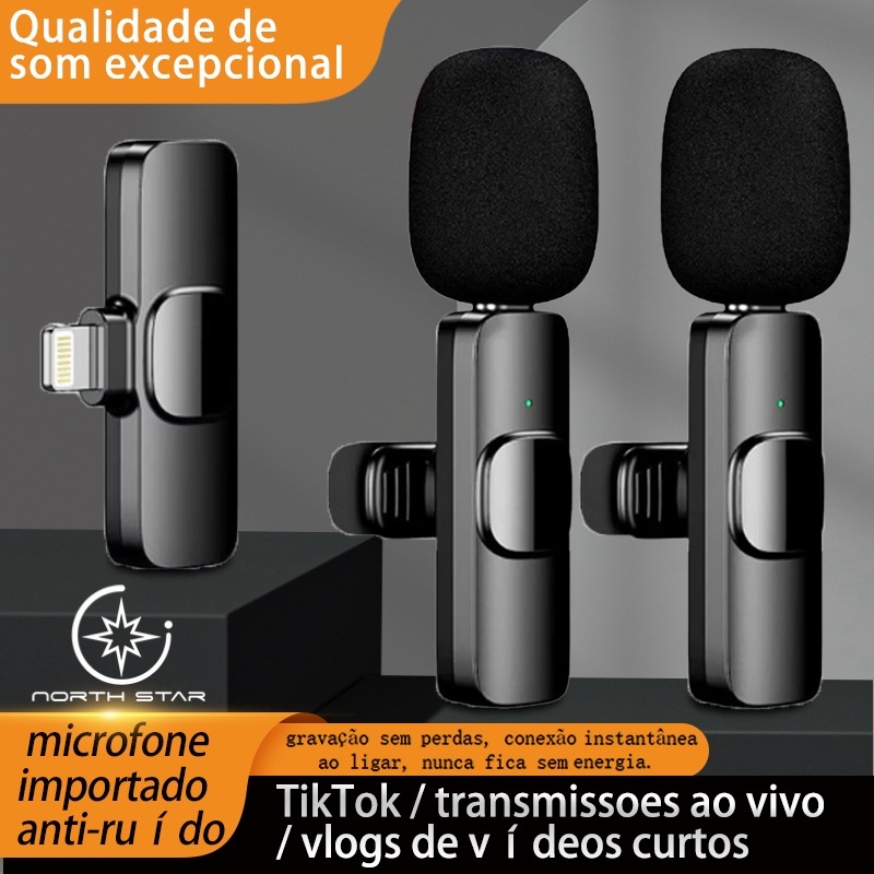 Kit 02 Microfone Lapela Celular Sem Fio Duplo iPhone e Android Tipoc