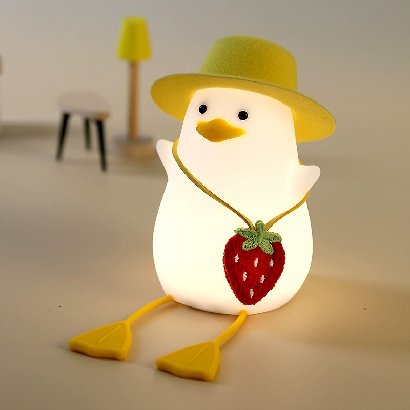 Luminaria Abajur Patinho Led colorido Silicone Touch Recarregavel para Criança e Decorações