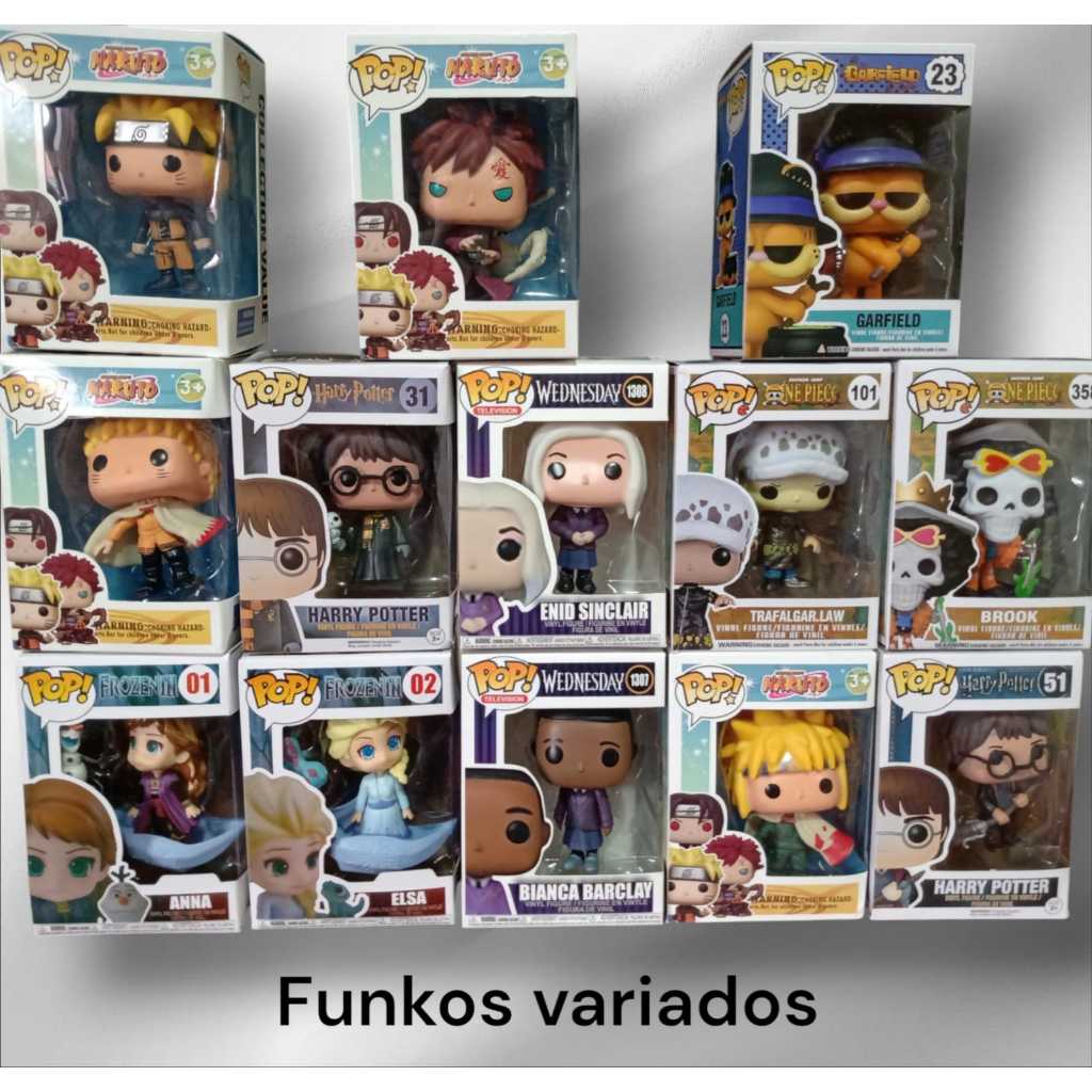 Funko Pop colecionaveis do Dragon ball, Lilo & Stich, Avangers Heroes, e variados "réplica"