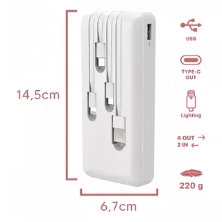 Carregador Portátil Bateria Power Bank 10000mah com Cabos E Suporte H-966