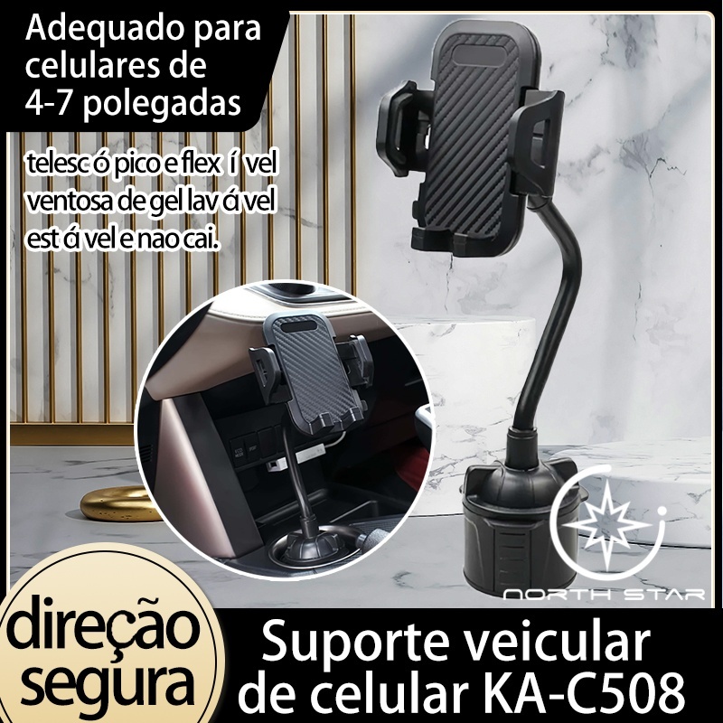 Suporte Celular Veicular Base De Copo Flexível Ajustável Rotaçao 360 KA-C508