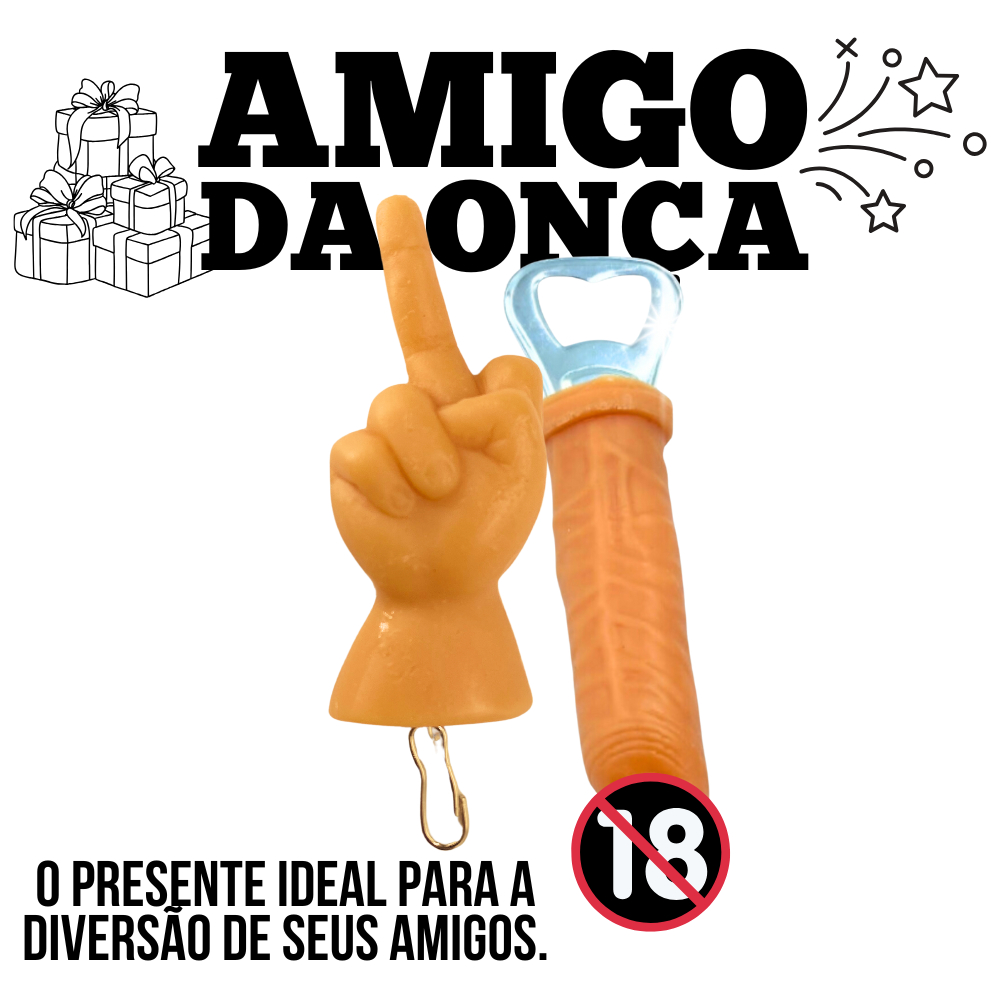 Kit Amigo da Onça: Combo Abridor de Garrafa + Chaveiro do Dedo para ...