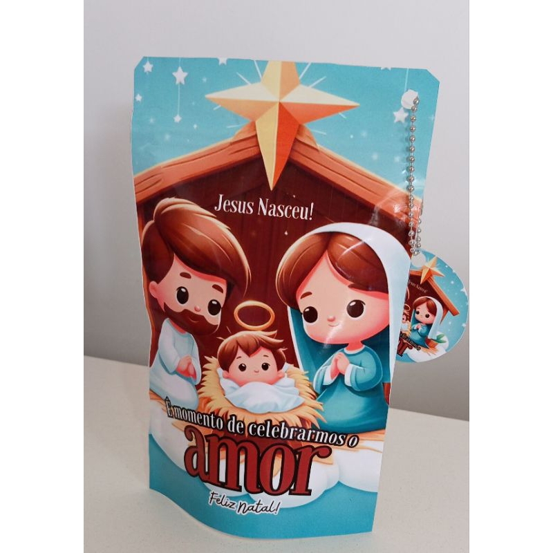 Kit 5 Saquinhos Ziplock transparente personalizados Natal Menino Jesus ...
