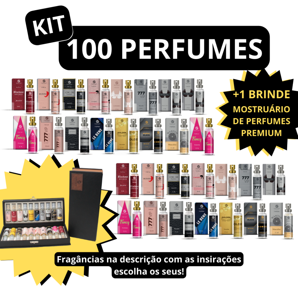 Kit com 100 Perfumes de Bolso de 15ml cada - Escolha a fragrância ...