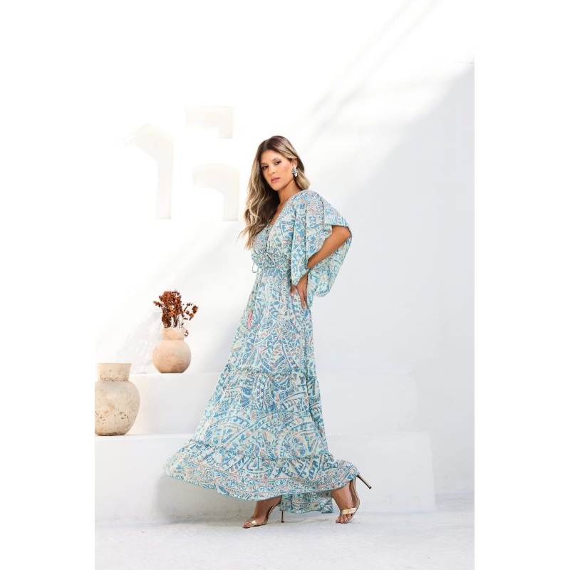 princess polly baby blue dress Anais Teal Blue Batik Regular Maxi Dress