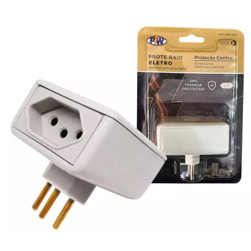 Protetor Contra Raio Surtos Picos Eletro 2 Tomadas 127v 220v 10A