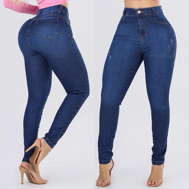 Calça Feminina Jeans Skinny Cintura Alta Com Lycra Levanta Bumbum Lançamento