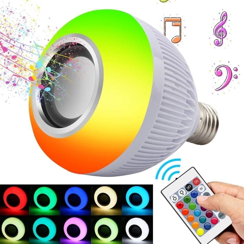 Lâmpada Bluetooth Caixa De Som 12W Super Led com controle RGB Bivolt E27 | Festa | Ano Novo | Natal | Quarto RGB-