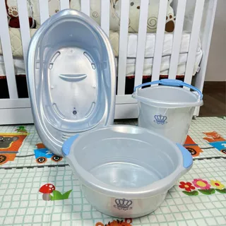Kit Bebe Perolado: Banheira de 22L, Balde de 13L e Bacia de 15L - Diversão e Conforto para os Pequenos em Oferta na Shopee