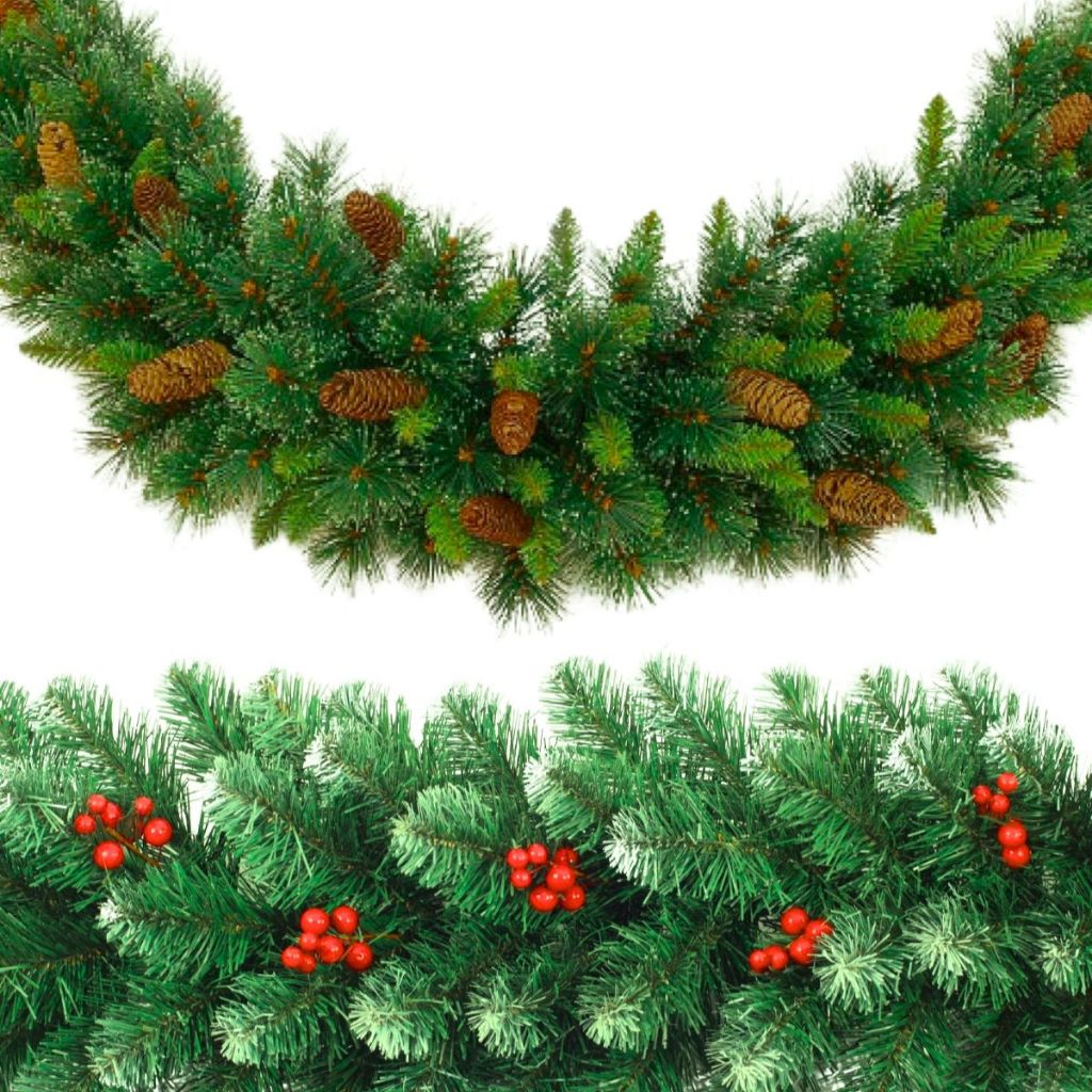 Festão Aramado Grosso Flexível Natal Luxo Enfeite Azevinho e pinho ...
