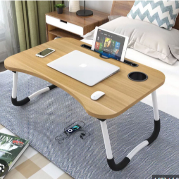 Mesa Dobrável Portátil P/ Notebook Home Office Cama Refeição Com Porta Copo em MDF
