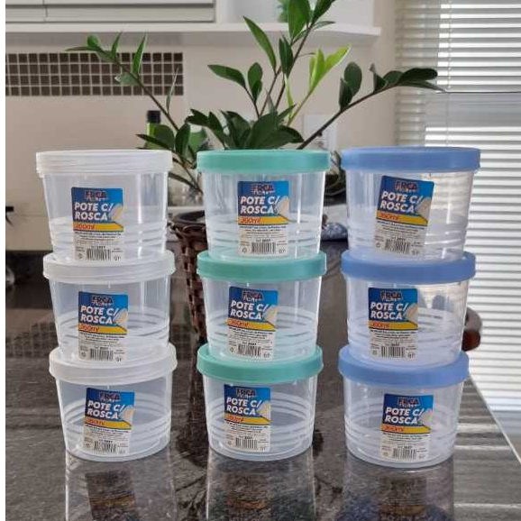Kit Potes Tampa Com Rosca Ótima Vedação 360ml Cores Sortidas