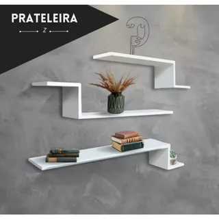 Trio De Prateleiras Z Decorativa Quarto de Criança Sala Branco Preto