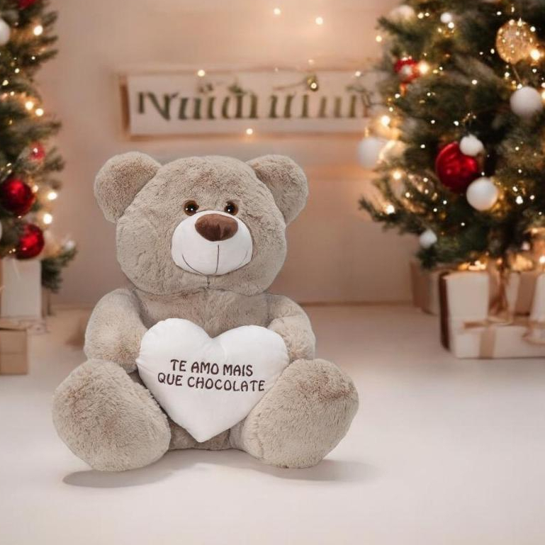 Ursinho de Pelúcia Fofuxo Pequeno 30cm Urso Baby Pelucia Teddy Presente Namorada Coração Chocolate