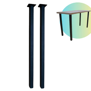 2 Pés De Mesa Altura 75cm Cannes Slim Pé De Móveis Aço Preto