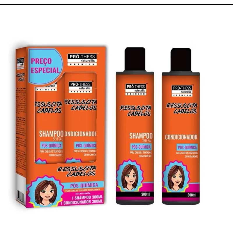kit shampoo e condicionador 300 ml para cabelos danificados pro-thess ...