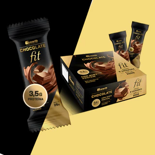 Chocolate Fit com Whey Protein - Caixa com 8 unidades. - Growth Supplementos