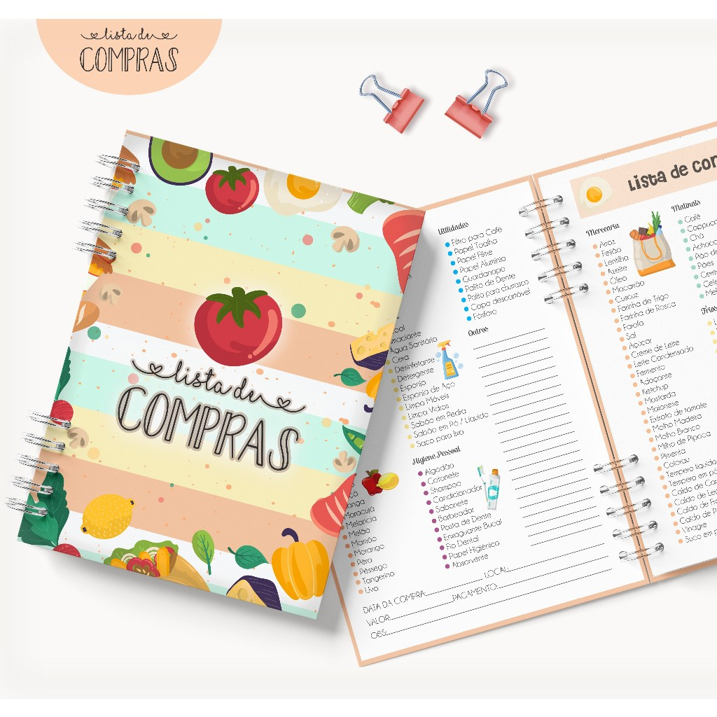 Caderno de Lista de Compras Tamanhos A6 e A5 (leia a descrição ...