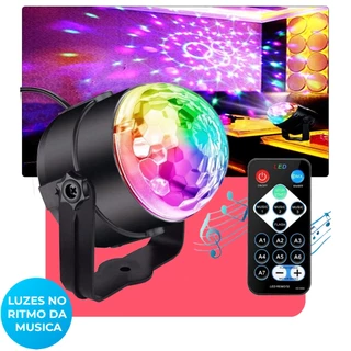 Mini Globo Projetor Jogo de Luz Giratorio Festa Balada Dj Led Rgb Aniversario Baladinha Bar Eventos