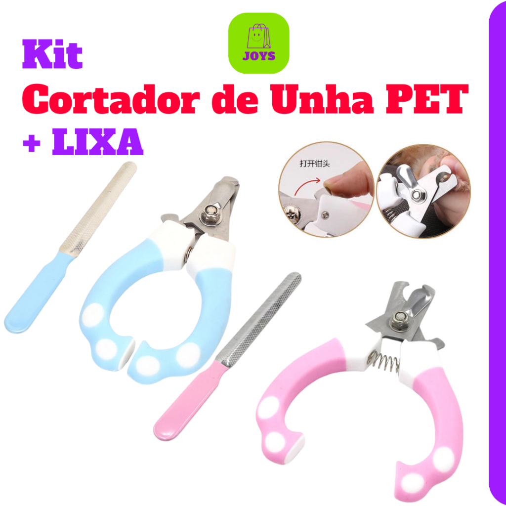 Kit Tesoura + Lixa de Unha Para Pets Cachorro e Gato Grande Porte ...