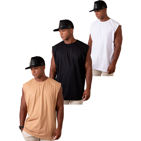 Camiseta Regata Oversized Masculina Academia Machão Treino Longline Lisa