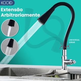 Torneira para pia de cozinha Gourmet Deluxe com chuveiro preto flexível de 360 graus