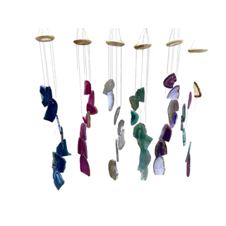 Sinos dos ventos cores sortidas pedra Ágata chapa de pedra caquinho em Oferta na Shopee