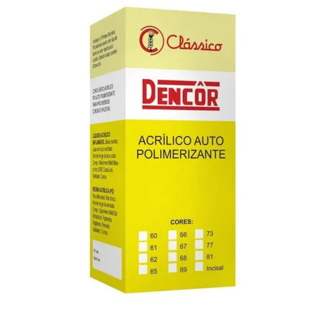 Resina Acrílica Dencôr em Pó Autopolimerizante Clássico 78g Uso ...