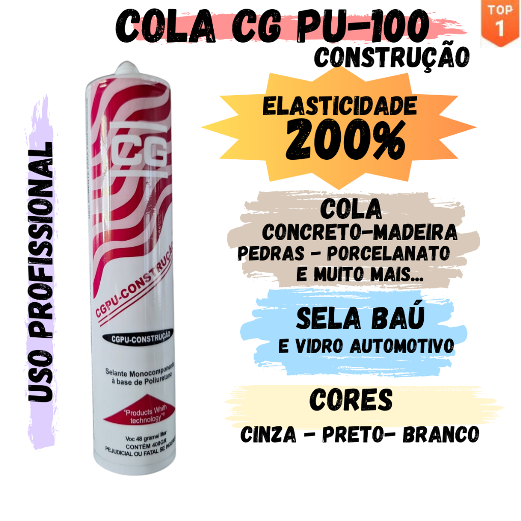 Cola Veda Calha, rodapé, placas PVC Adesivo Selante Pu CGPU-100 ...