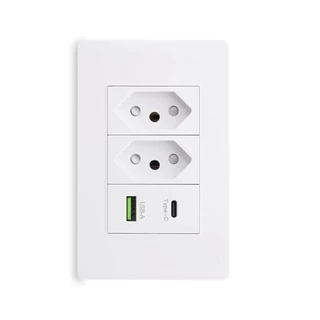 Tomada USB Duo 2 Tomada 1 Entradas USB+1 Type-C
