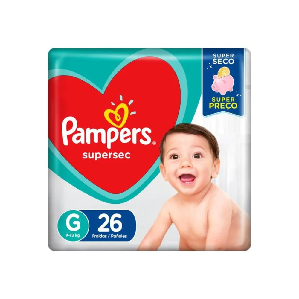 Fralda Pampers Supersec G26 unidades | Shopee Brasil