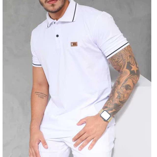 camiseta masculina adulto algodão plus size moda gola polo masculino P ao g3