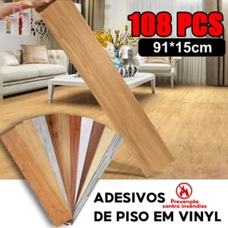 108 PCS Piso Vinílico 15㎡Autocolante Adesivo Madeira Régua Lavável-Várias cores para