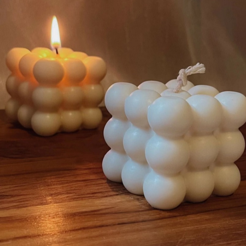 Kit 3 Velas Bubble Aromatizada Vela Quadrada Cera de Soja Diversos Aromas