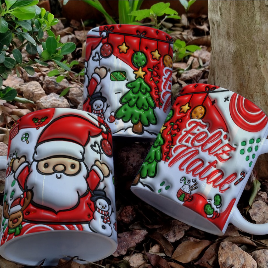 Caneca Porcelana Natal 3D - 7 lindos modelos - personalizamos com nome ...