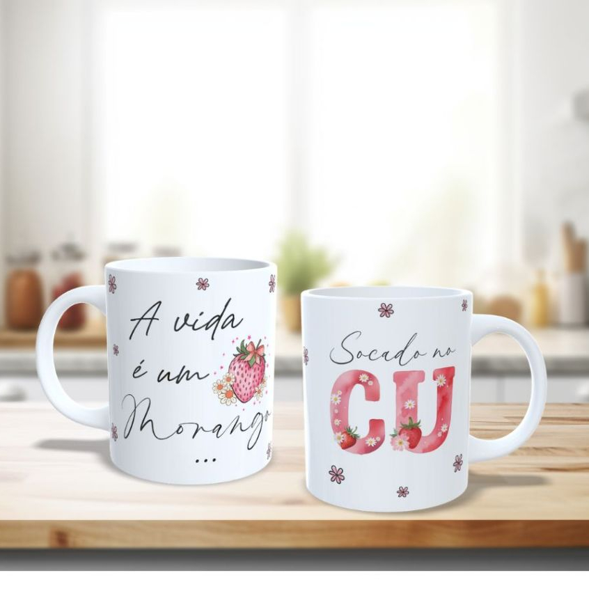 Caneca personalizada frase A vida é um morango no cool - porcelana ...