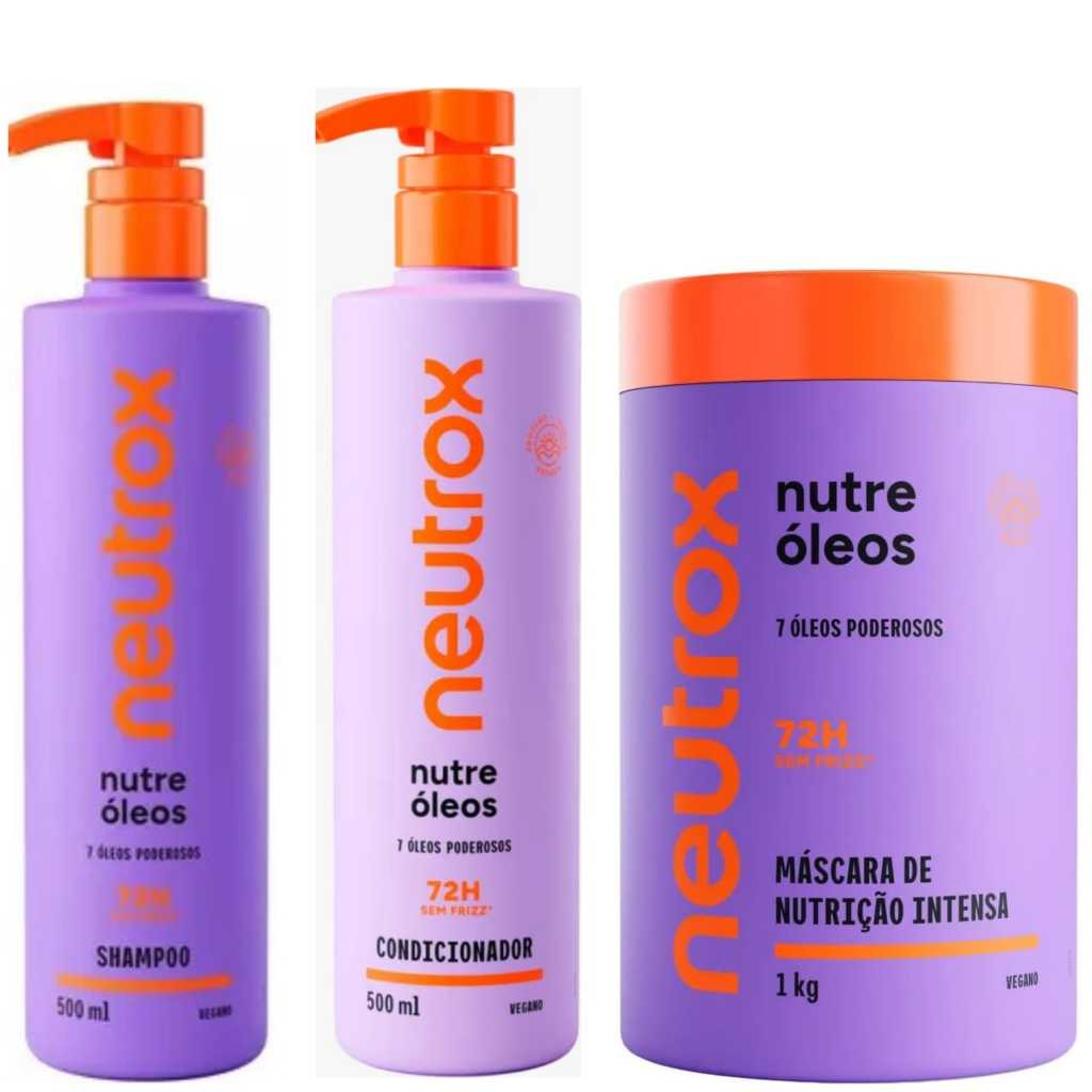 KIT NEUTROX NUTRE ÓLEOS SHAMPOO 500ML+ CONDICIONADOR 500ML + MÁSCARA ...