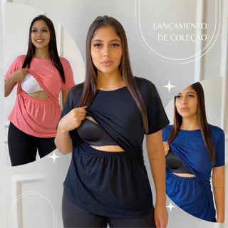 Blusa Amamentação Cores Premium Camiseta T-shirt Blusinha Manga Curta