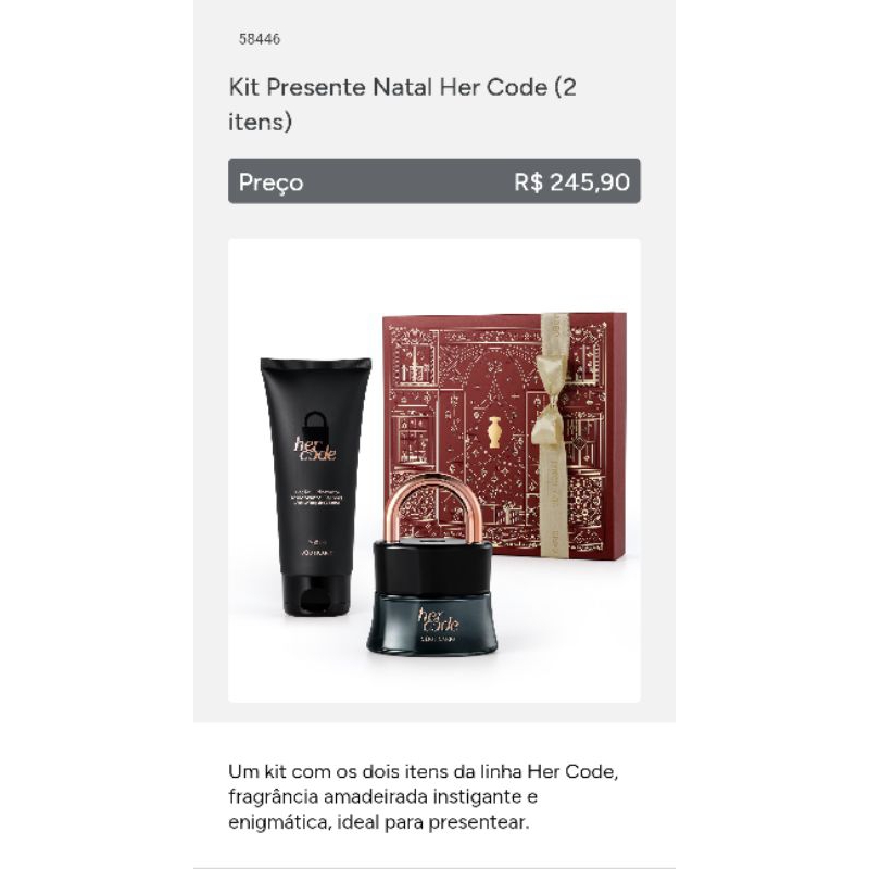 Kit Her code O boticario | Shopee Brasil