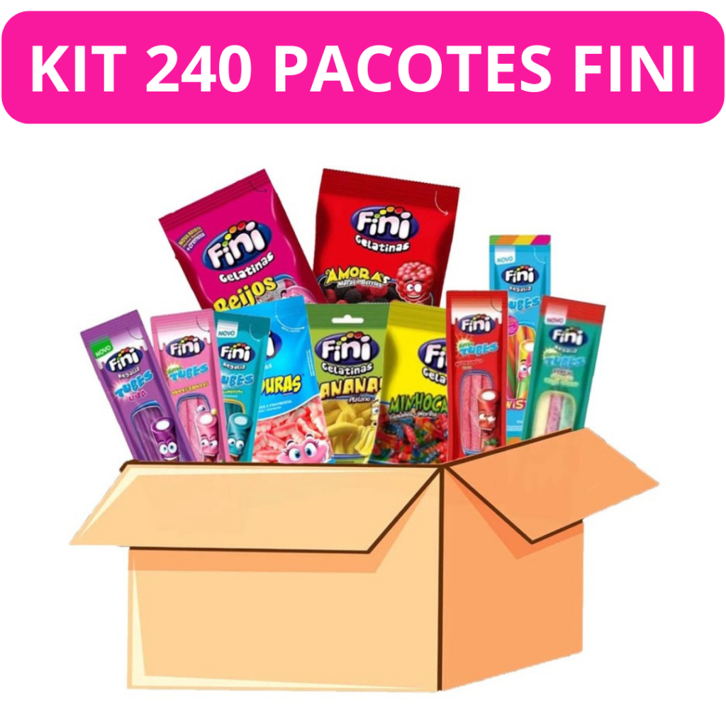 Kit 240/120/100/75 pacotes bala fini sortidos, bala citrica, bala ...