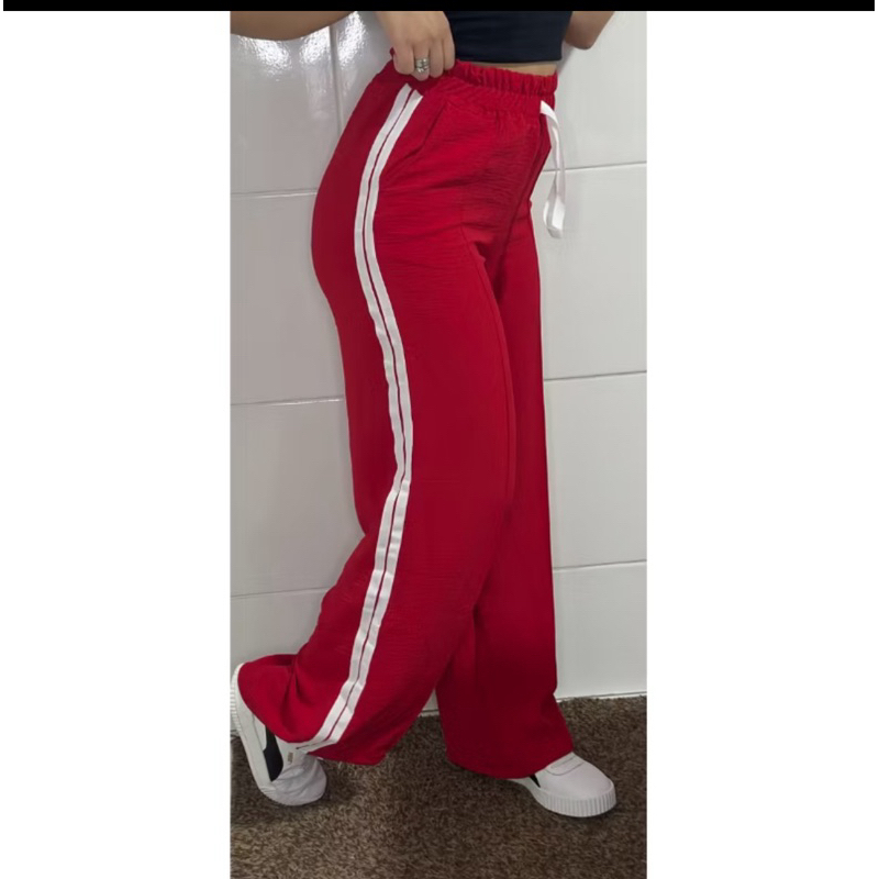 calça vermelha calÃ§a pantalona de listra