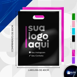 Sacolas Plásticas 40x50 Personalizadas Com Logo p/ lojas Alça Vazada/Boca de Palhaço