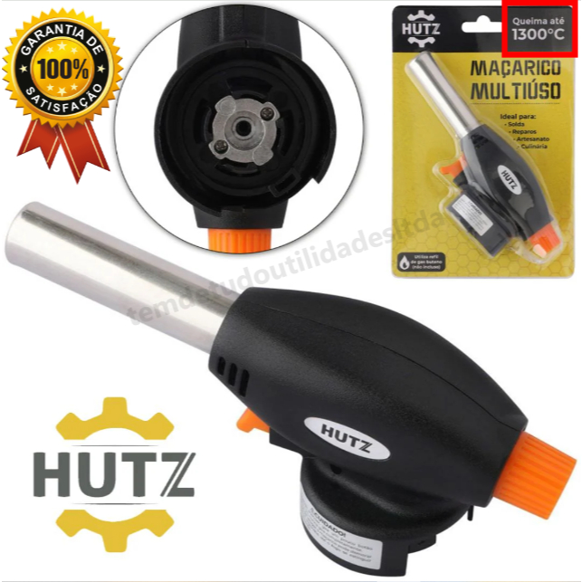 Maçarico Culinário Para Cozinha e Confeitaria Aço Inox 1300 graus Profissional